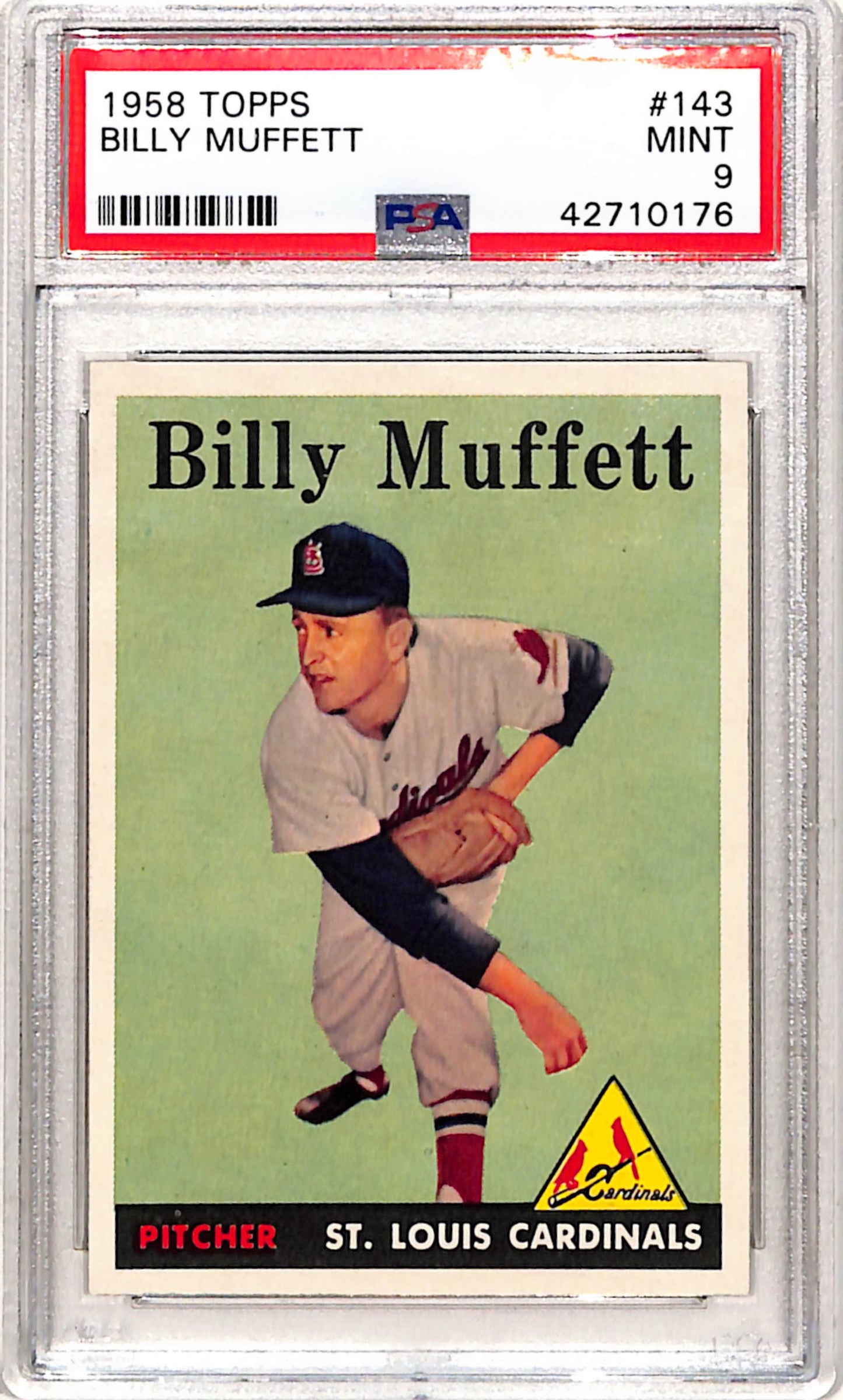 Billy Muffett 1958 Topps #143 PSA 9 Mint
