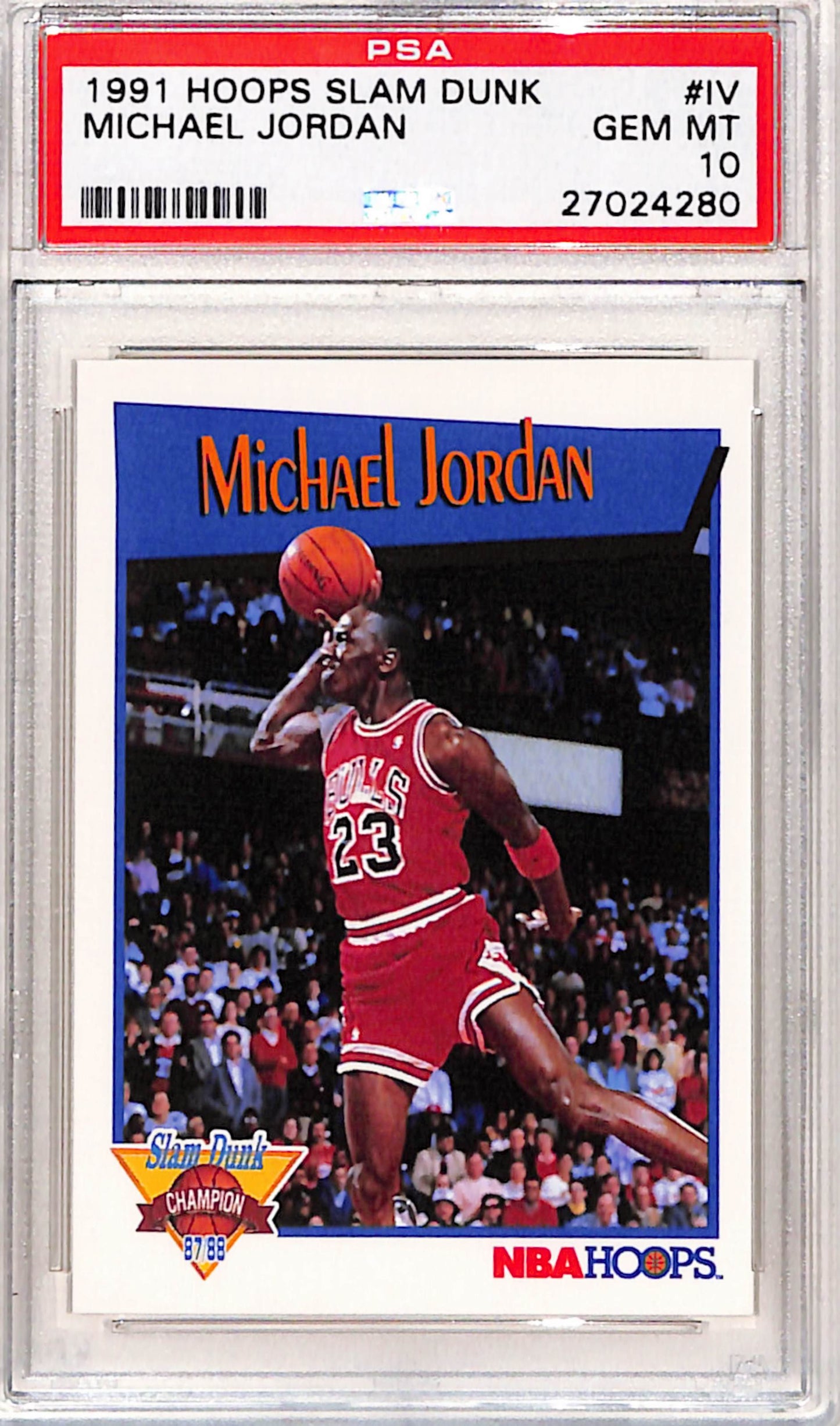 Michael Jordan 1991 Hoops Slam Dunk #IV PSA 10 Gem Mint