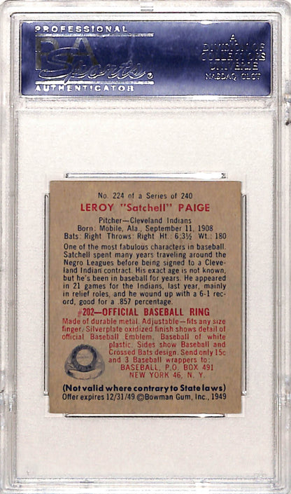 Satchell Paige 1949 Bowman Rookie #224 PSA 6 EX-MINT
