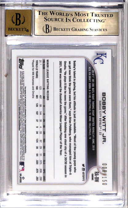 Bobby Witt Jr. 2022 Topps Chrome Blue Raywave Rookie Auto #8/150 BGS 9.5 Auto 10