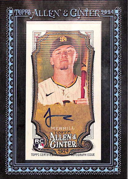 Jackson Merrill 2024 Topps Allen and Ginter Rookie Auto Black Border #25/25