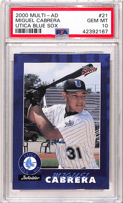 Miguel Cabrera 2000 Multi-Ad Utica Blue Sox #21 PSA 10 Gem Mint