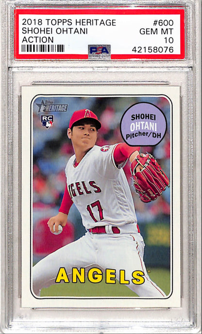 Shohei Ohtani 2018 Topps Heritage Rookie #600 Action Variation PSA 10 Gem Mint