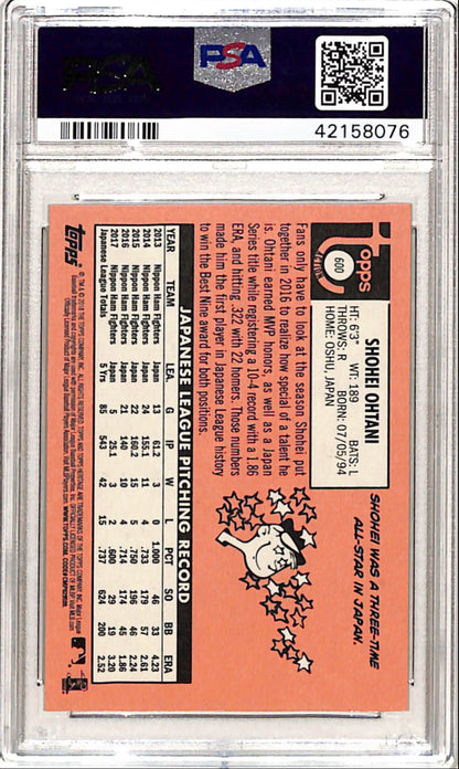 Shohei Ohtani 2018 Topps Heritage Rookie #600 Action Variation PSA 10 Gem Mint