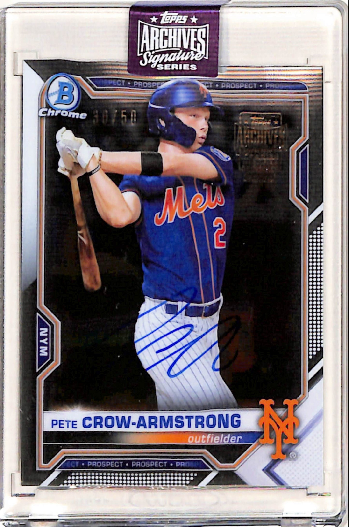 Pete Crow-Armstrong 2025 Topps Archives 2021 Bowman Chrome Auto #30/50