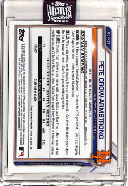 Pete Crow-Armstrong 2025 Topps Archives 2021 Bowman Chrome Auto #30/50