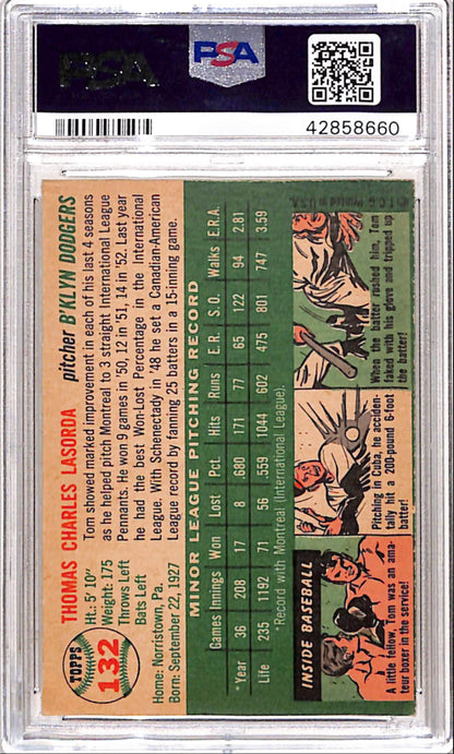 Tom Lasorda 1954 Topps Rookie #132 PSA 7 Near Mint