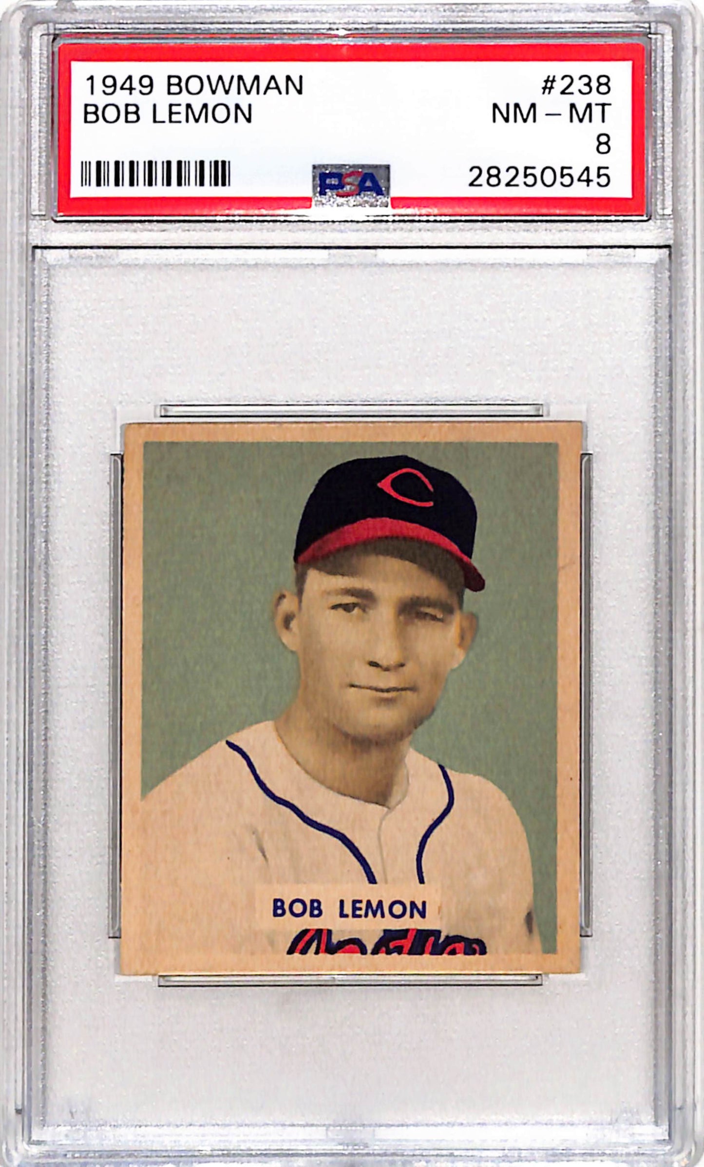 Bob Lemon 1949 Bowman Rookie #238 PSA 8 Nm-Mint