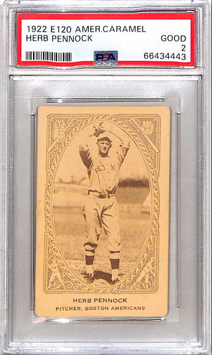 Herb Pennock 1922 E120 American Caramel PSA 2 Good