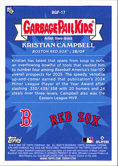 Kristian Campbell 2025 Bowman Chrome Garbage Pail Kids SP Insert