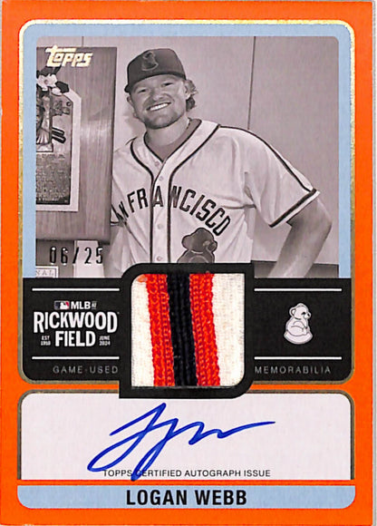 Logan Webb 2025 Topps Rickwood Patch Auto #6/25