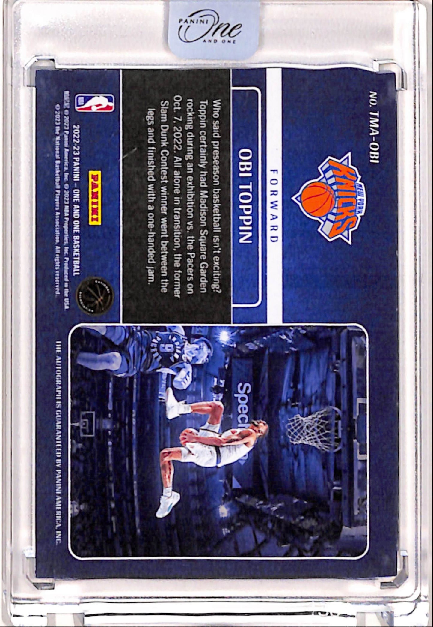 Obi Toppin 2022 Panini One and One Timeless Moments Auto #65/99