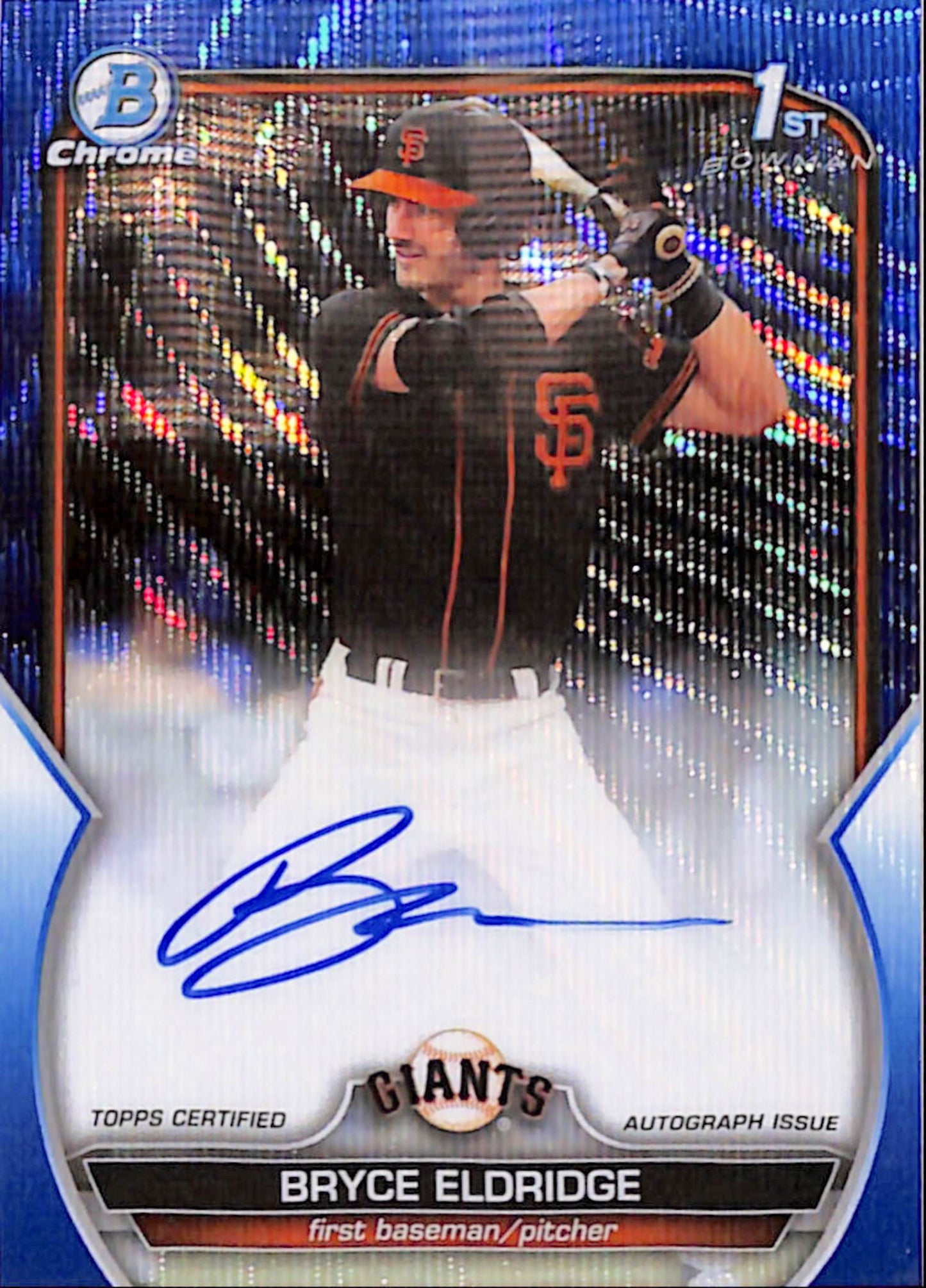Bryce Eldridge 2023 Bowman Chrome Draft Blue Wave Auto #24/250