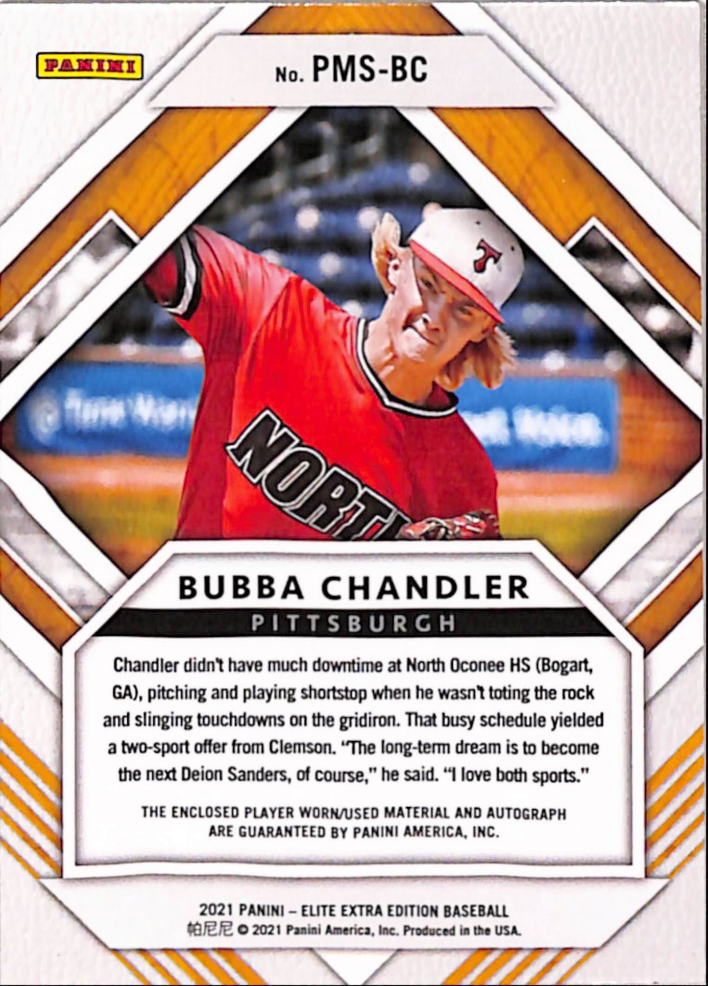 Bubba Chandler 2021 Panini Elite Extra Edition Pirate Logo Patch Auto #1/1