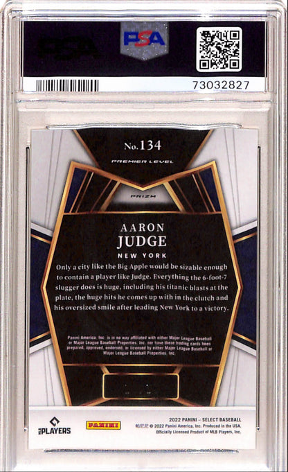 Aaron Judge 2022 Panini Select #134 Gold Prizm #10/10 PSA 10 Gem Mint