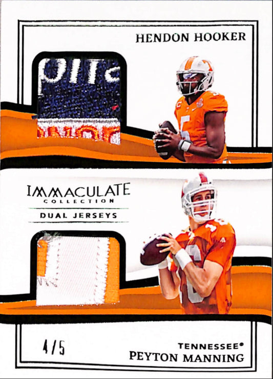 Peyton Manning + Hendon Hooker 2023 Panini Immaculate Collegiate Dual Patch Emerald #4/5