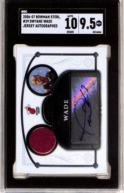 Dwyane Wade 2006 Bowman Sterling Jersey Auto SGC 9.5 Auto 10