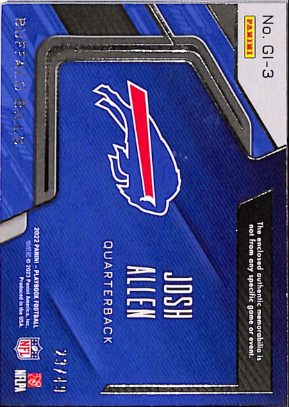 Josh Allen 2022 Panini Playbook Game of Inches Booklet Jumbo Patch #23/49