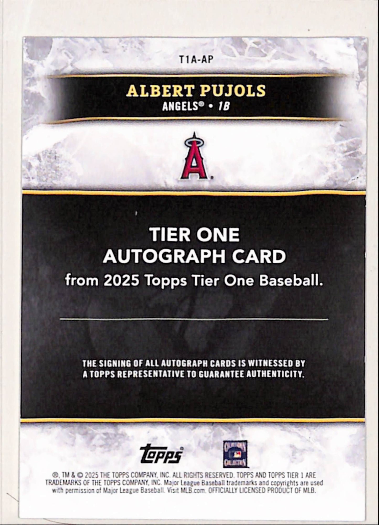 Albert Pujols 2025 Topps Tier One Gold Autograph #21/25