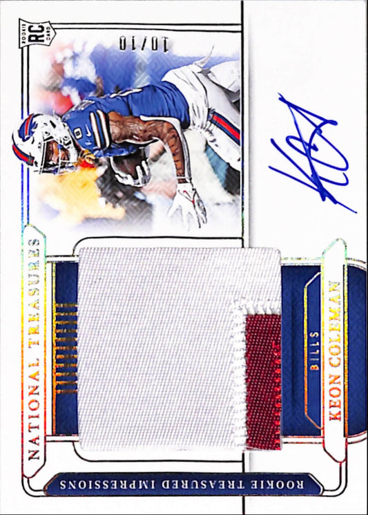 Keon Coleman 2024 Panini National Treasures Gold Rookie Patch Auto #10/10
