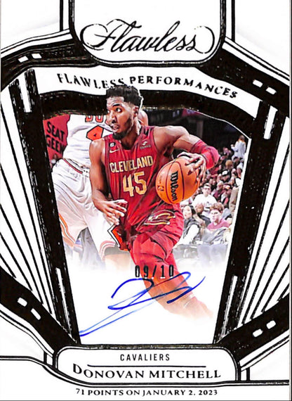 Donovan Mitchell 2023 Panini Flawless Performances Gold Auto #9/10