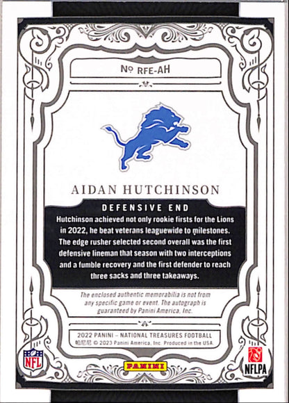 Aidan Hutchinson 2022 Panini National Treasures Rookie First Signatures Patch Auto Booklet #89/99