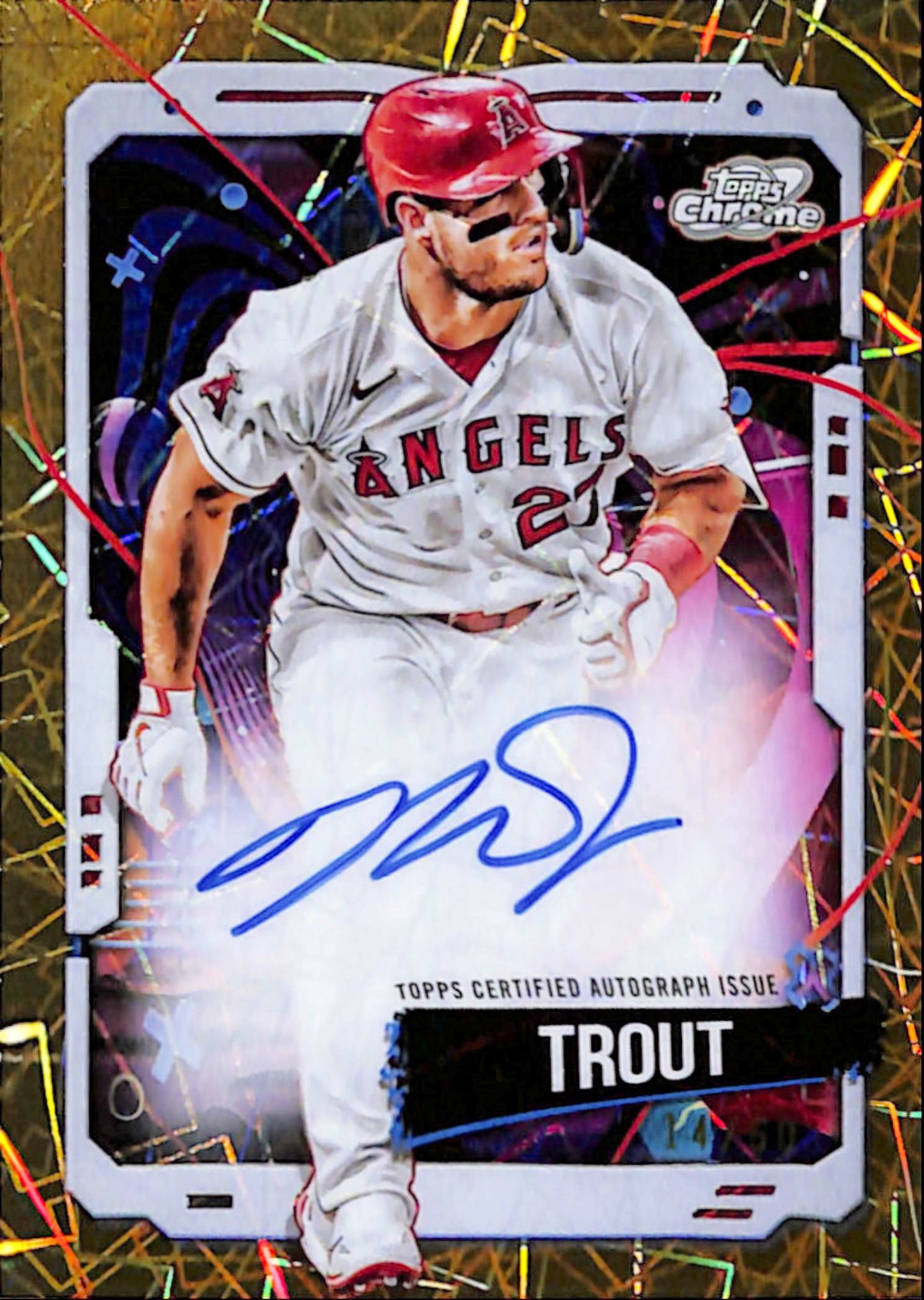 Mike Trout 2024 Topps Chrome Cosmic Gold Refractor Auto #24/50
