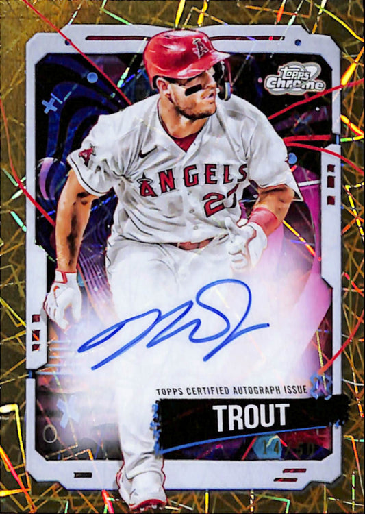 Mike Trout 2024 Topps Chrome Cosmic Gold Refractor Auto #24/50