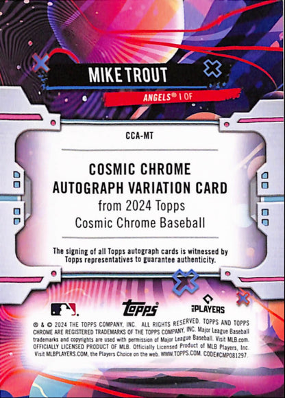 Mike Trout 2024 Topps Chrome Cosmic Gold Refractor Auto #24/50