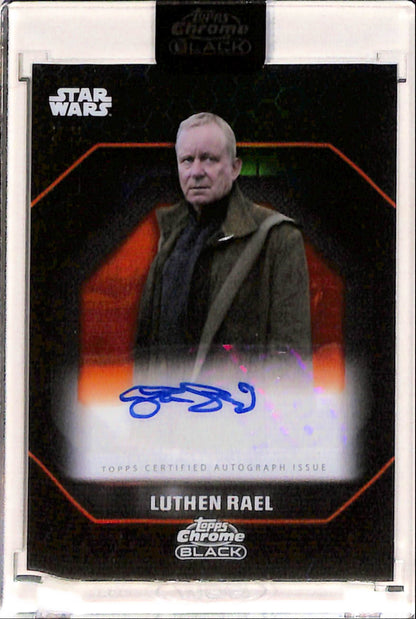 Luthen Rael 2024 Topps Star Wars Chrome Black Stellan Skarsgard Orange Refractor Auto #25/25