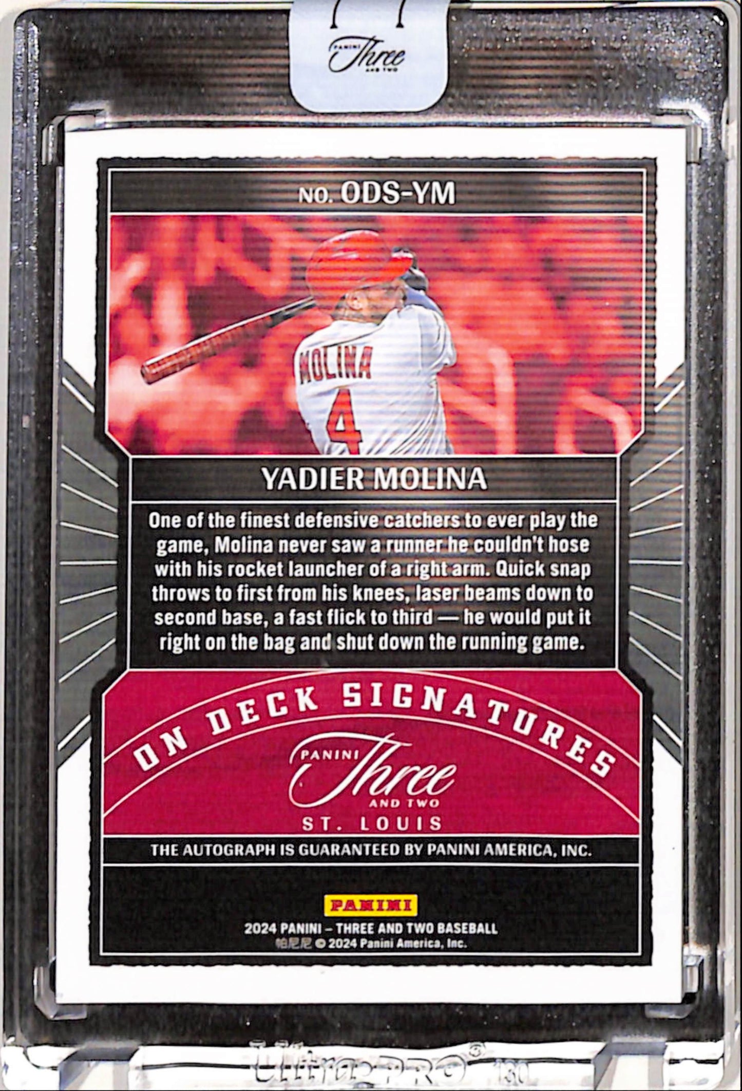 Yadier Molina 2024 Panini Three and Two On Deck Signatures Auto #10/32