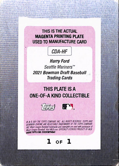 Harry Ford 2021 Bowman Draft Magenta Printing Plate Auto #1/1
