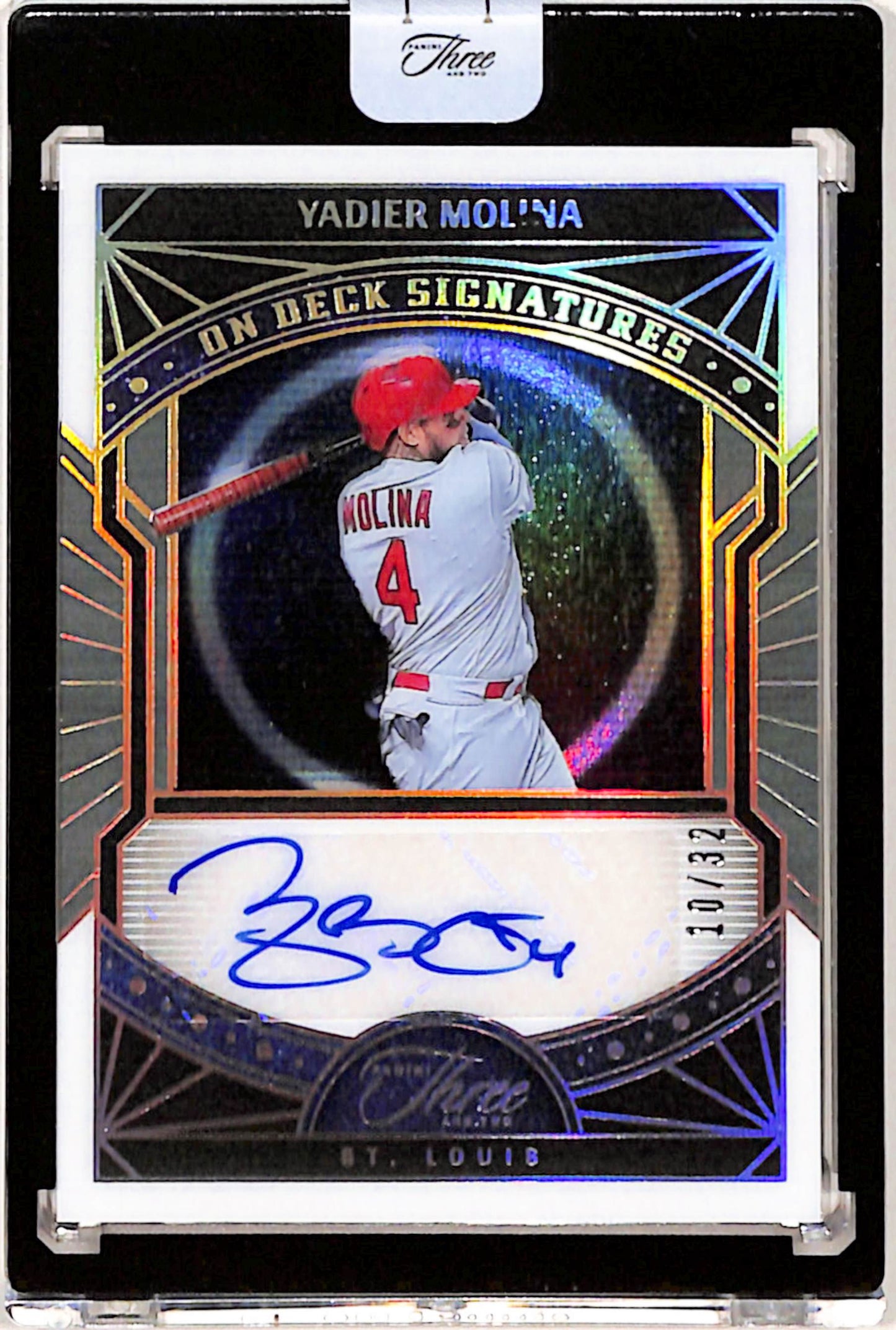 Yadier Molina 2024 Panini Three and Two On Deck Signatures Auto #10/32