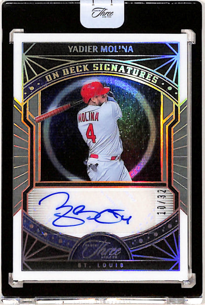 Yadier Molina 2024 Panini Three and Two On Deck Signatures Auto #10/32