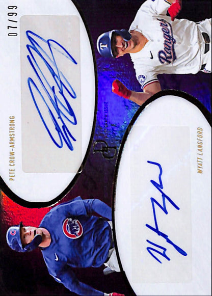 Pete Crow-Armstrong + Wyatt Langford 2025 Topps Dynamic Duals Purple Dual Auto #7/199