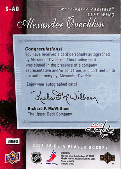 Alex Ovechkin 2007 Be A Player Signatures Auto
