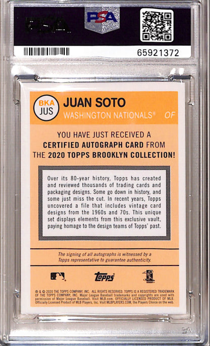 Juan Soto 2020 Topps Brooklyn Collection Orange Auto #12/20 PSA 10 Auto 10