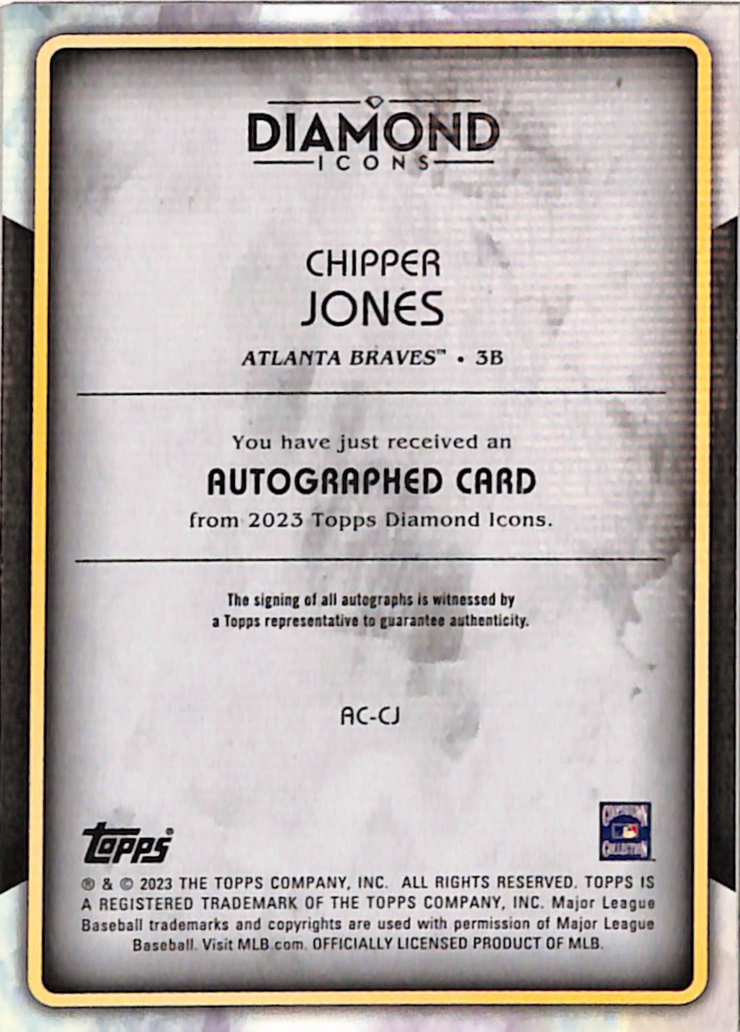 Chipper Jones 2023 Topps Diamond Icons Autograph #4/25