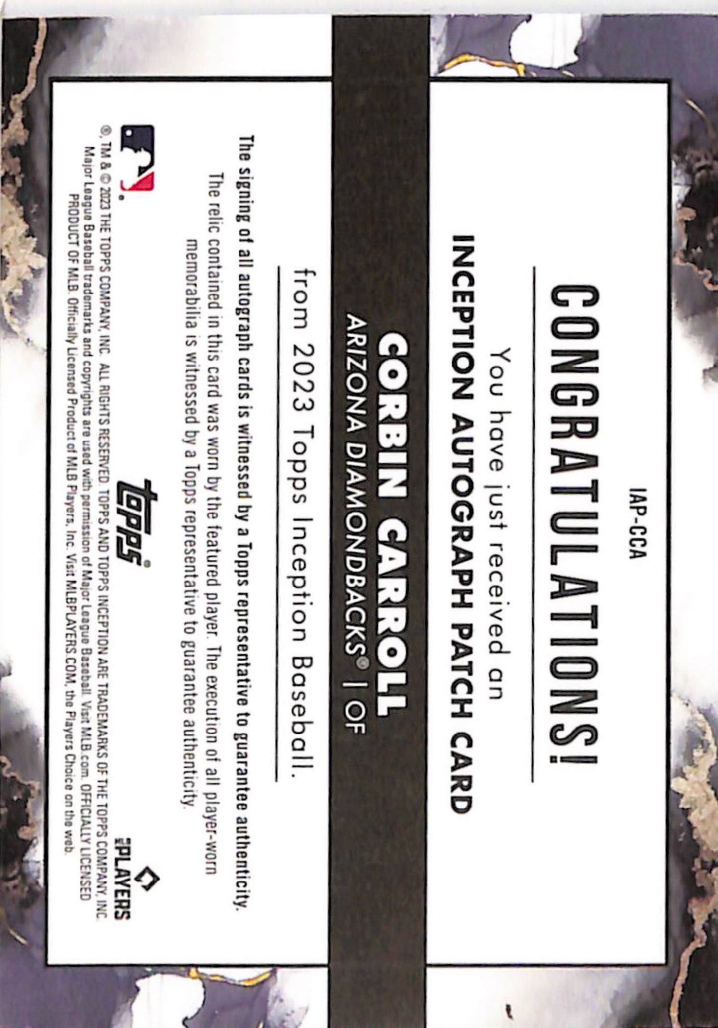 Corbin Carroll 2023 Topps Inception Magenta Patch Auto #53/75