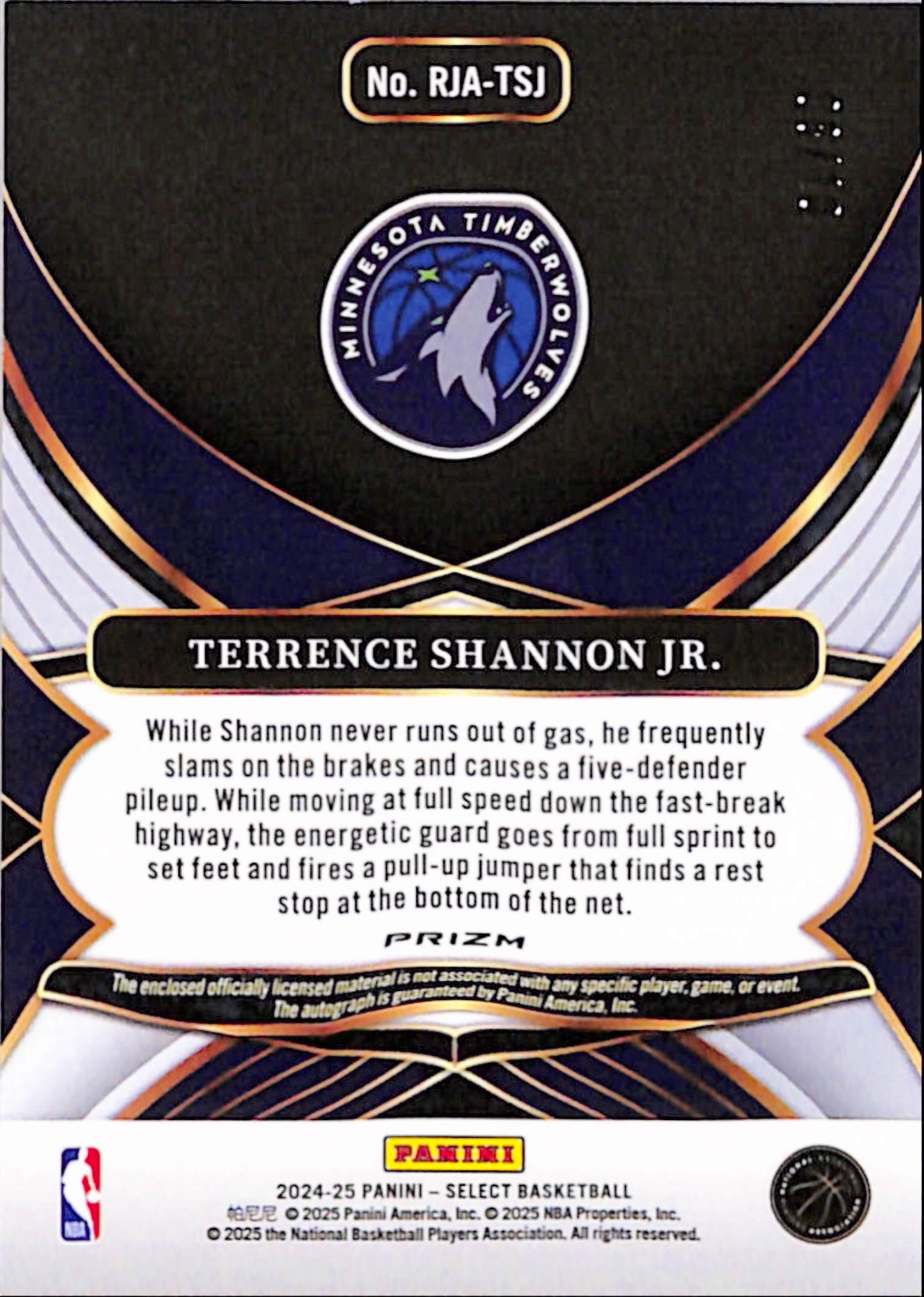 Terrance Shannon Jr. 2024 Panini Select Gold Rookie Patch Auto #8/10