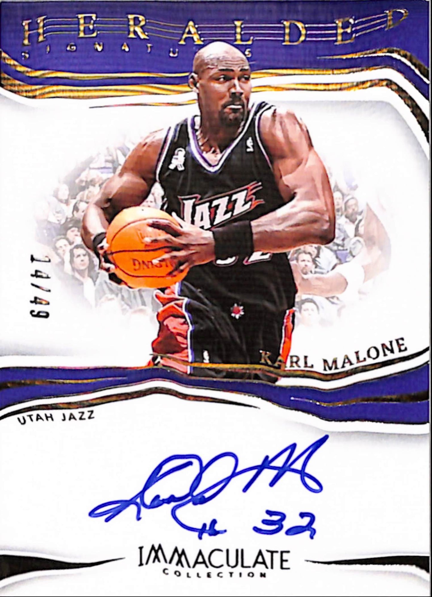 Karl Malone 2023 Panini Immaculate Heralded Signatures Auto #14/49