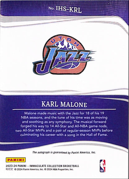 Karl Malone 2023 Panini Immaculate Heralded Signatures Auto #14/49