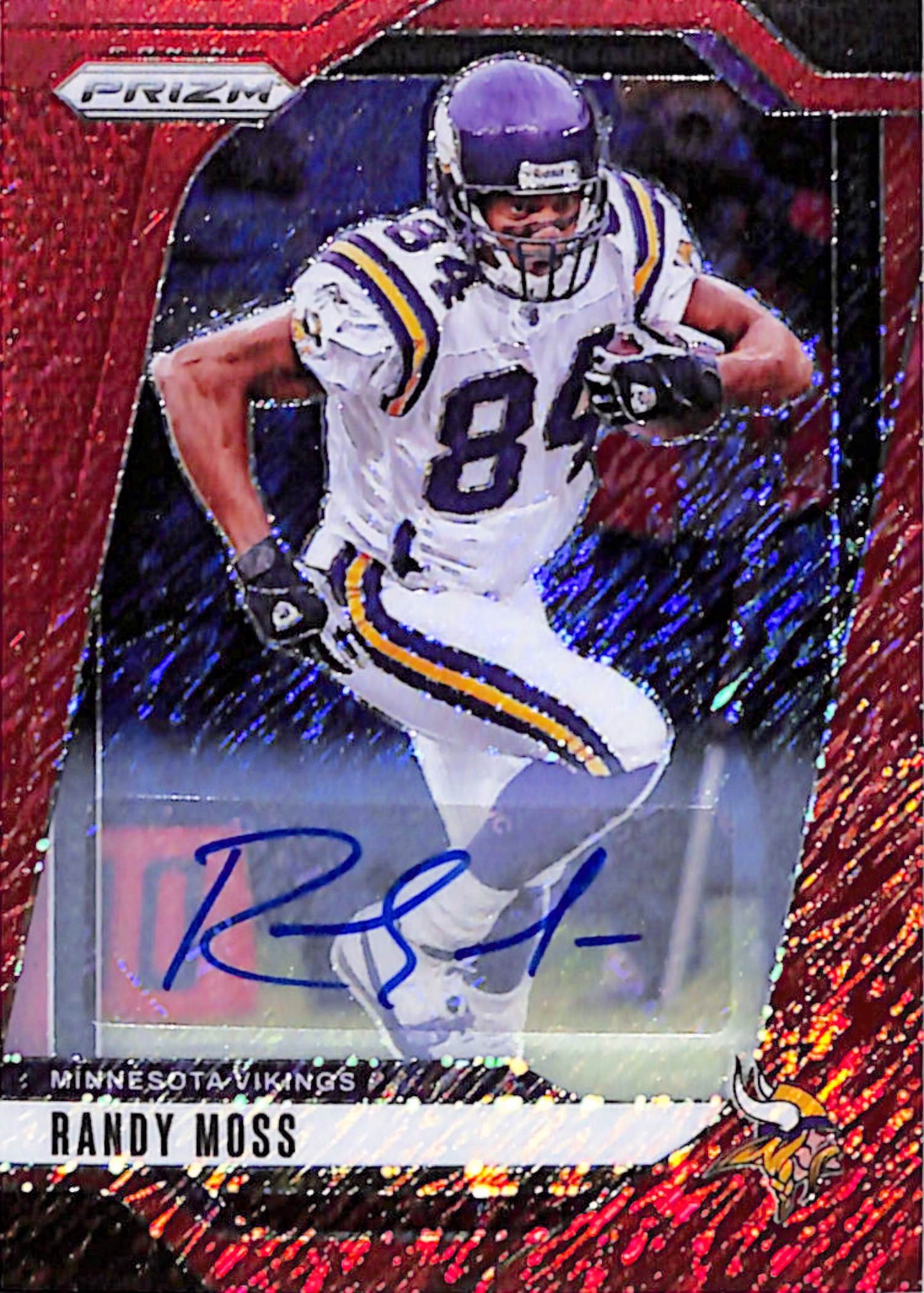 Randy Moss 2024 Panini Prizm Red Shimmer Auto #17/35