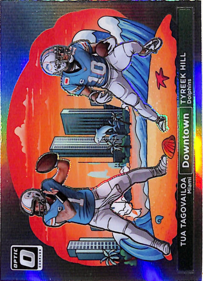 Tua Tagovailoa + Tyreek Hill 2024 Donruss Optic Dual Downtown