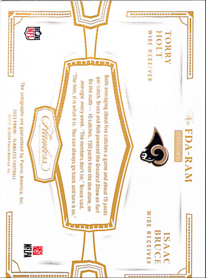 Torry Holt + Isaac Bruce 2023 Panini Flawless Ruby Dual Auto #14/15