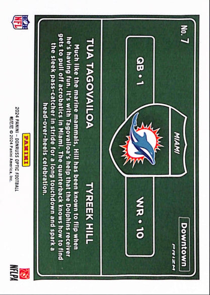 Tua Tagovailoa + Tyreek Hill 2024 Donruss Optic Dual Downtown