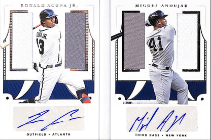 Ronald Acuna Jr. + Miguel Andujar 2019 Panini National Treasures Bookley Dual Jersey Auto #60/99
