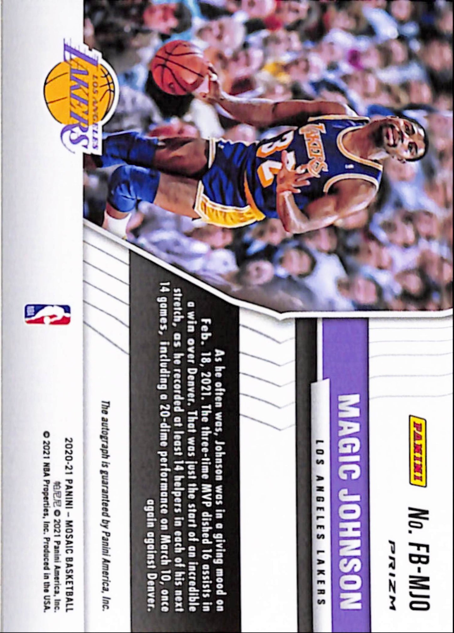 Magic Johnson 2020 Mosaic Fast Break Autograph