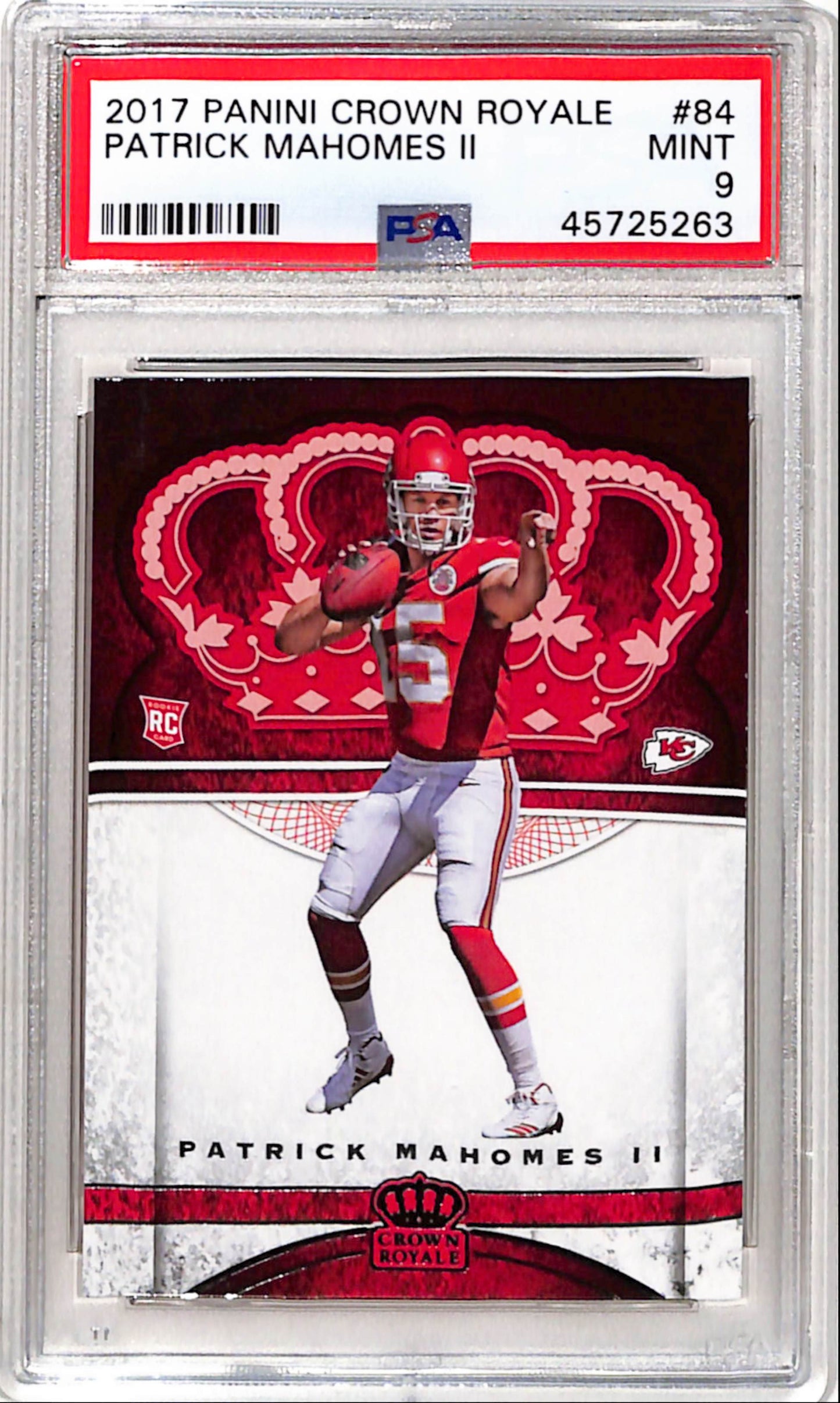 Patrick Mahomes 2017 Panini Crown Royale #84 Rookie PSA 9 Mint