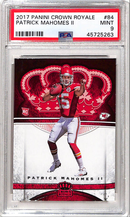 Patrick Mahomes 2017 Panini Crown Royale #84 Rookie PSA 9 Mint